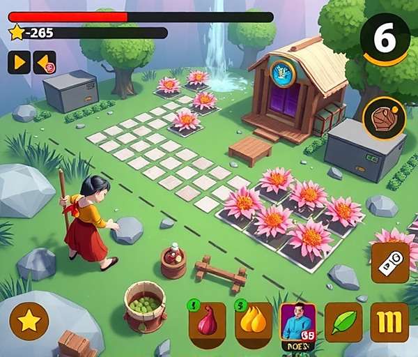 Saffron Harvesting in Saffron Surge Saffron Surge gameplay showing player harvesting saffron flowers during the blooming season